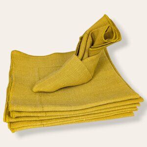 Vintage Set of 6 Yellow Cotton Blend Cloth Napkins
